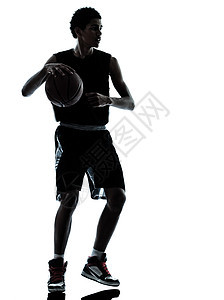 篮球运动员的轮廓背光黑色阴影男人背景图片