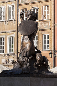华沙美人鱼雕像女士传奇女性正方形旅行旅游抛光吸引力警笛纪念碑图片