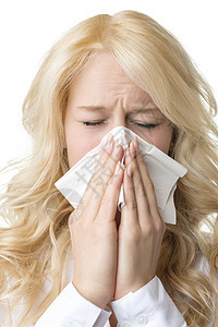 有组织病的女人在打喷嚏疾病鼻子传染性流感感染手帕女性发烧疼痛压力图片