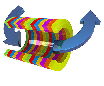 3D 色彩多彩的抽象切割管和箭头图片