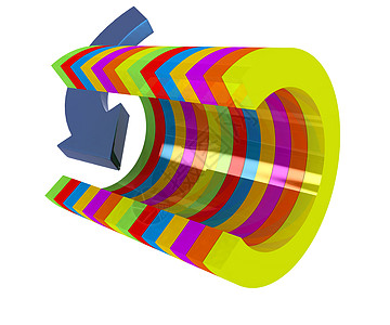 3D 色彩多彩的抽象切割管和箭图片
