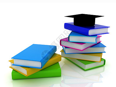 带有书籍的毕业帽子证书教育仪式智慧校友学校学生研究生学习大学图片