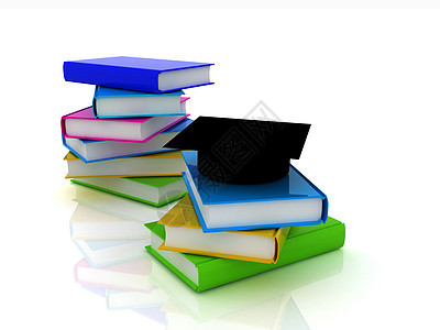 带有书籍的毕业帽子金子教育庆典文凭研究生学校学习荣誉传统校友图片