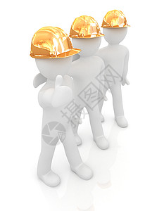 3个戴硬帽子的三德男人 举起拇指经理建筑学头盔建造工作支援工人支持安全帽工程师图片