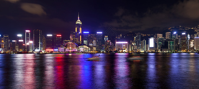 香港太平山香港中央市天际夜间夜线背景