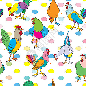 鸡和公鸡尾巴插图卡通片跑步农场绘画粮食食物墙纸季节图片