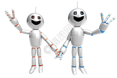 卡通机器人夫妇感情小说电子人科幻夫妻技术女孩微笑手势卡通片图片