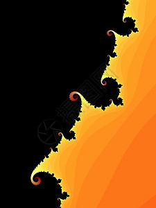 装饰分形背景电脑艺术螺旋曲线创造力插图黑色橙子绘画背景图片
