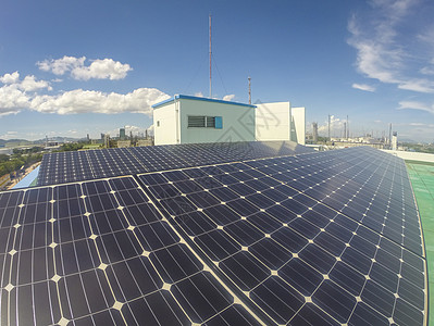 太阳电池上天空的反缩技术阳光力量植物商业电气燃料反射科学晴天图片