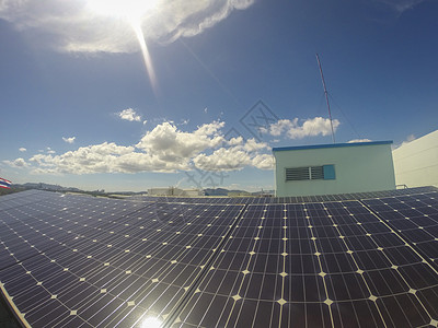 太阳电池上天空的反缩电气植物控制板场地光伏商业创新燃料阳光车站图片