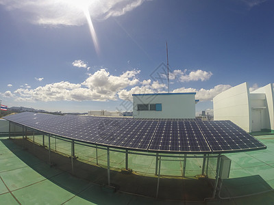 太阳电池上天空的反缩科学技术蓝色集电极电气植物光伏生态活力发电机图片