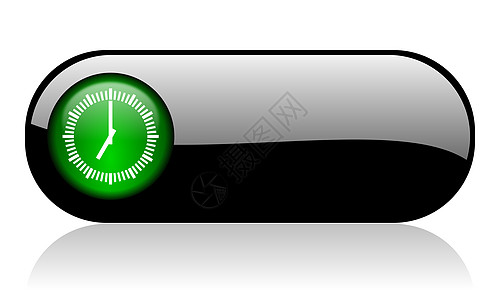 时黑色光亮横幅闹钟绿色计时器时间警报塞子标签网络倒数商业图片