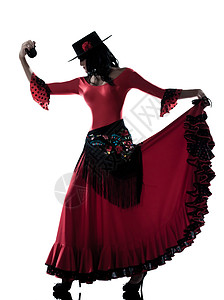 跳舞舞蹈舞女伴的双周钟背光响板红色阴影舞者旅行女士文化图片