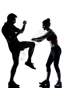 一对一男一女 锻炼健身机身女士教练员运动员斗争跆拳道拳击手男人武术训练拳击图片