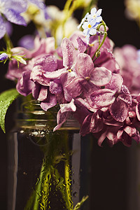春花布束生活桌子花束花瓣玻璃季节礼物庆典百合装饰图片