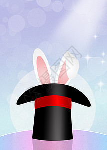 魔术帽马戏团演员兔子卡通片棍棒帽子星星戏剧惊喜娱乐背景图片