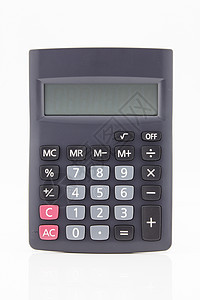白色背景上孤立的黑色计算器数据塑料银行业按钮展示数字钥匙划分办公室工作图片