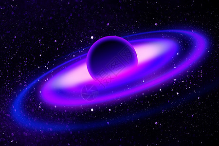 带有行星和恒星的幻想式深空星云星云科学蓝色火花光环紫色星星地球辉光微光图片