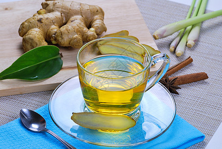 金姜茶药品食物香料蜂蜜植物蔬菜草本植物桌子饮食杯子图片