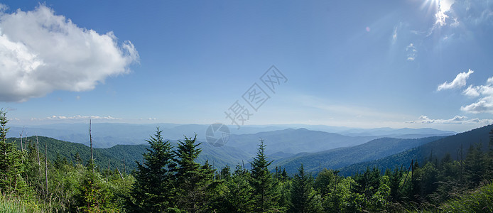 从Clingmans Dome 在大烟雾山国家旅游松树娱乐城市踪迹阳光冒险公园森林勘探图片