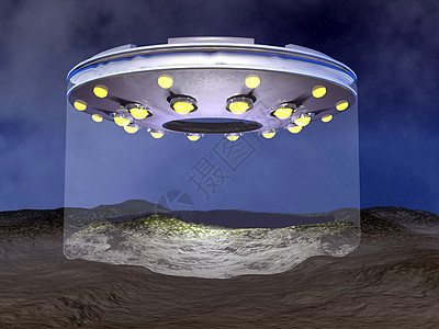 UFO 登陆  3D车辆外星人技术插图行星旅行天空科学飞船科幻图片