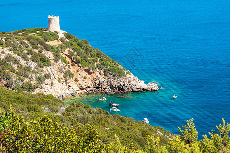 撒丁岛海岸景观门廊海洋蓝色海岸线阳光晴天假期支撑海景天堂图片