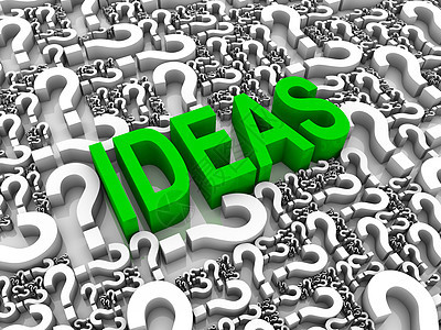 思想构想愿望问题文字战略3d一个字解答问号思维绿色背景图片