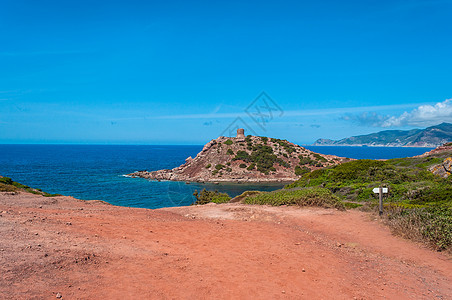 撒丁岛海岸景观旅游海岸线阳光海洋假期地平线热带天空门廊支撑图片