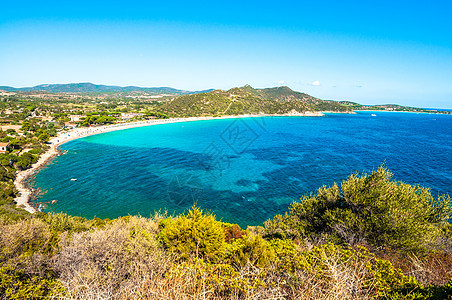撒丁岛比亚西米乌斯海岸景观海景太阳旅游天堂天空风景阳光日落热带假期图片