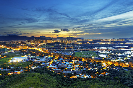 香港元朗市中心日落建筑物都市地标顶峰商业特区风景摩天大楼天空场景图片