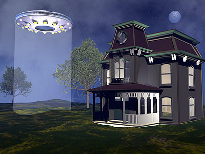 UFO 登陆  3D旅行地球科幻星星小说技术外星人飞船房子运输图片