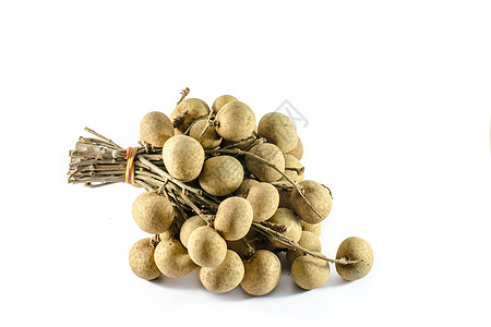 长江 白色背景的新鲜长南水果圆形棕色生产团体热带情调营养黄色食物图片