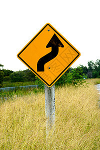 交通标志和草环境曲线自由金属警告场地路标旅游天空街道图片