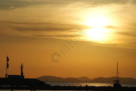 日落 马洛卡地平线日出假期支撑金子旅行橙子海岸阳光天空图片