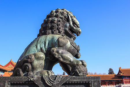 禁城中的青铜狮建筑学旅游画像旅行天空结构首都地方雕像城市图片