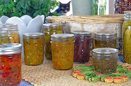 家庭罐头食品罐头国家桌子店铺厨房辣椒花园豆子生长玻璃蔬菜图片