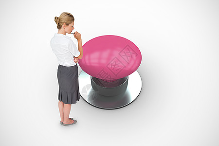 职业形象商业女思考者的综合形象力量数字人士粉色女士合金绘图按钮商务公司背景