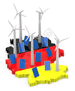 光伏发电站细菌能源转型风力光伏涡轮机能量风车背景
