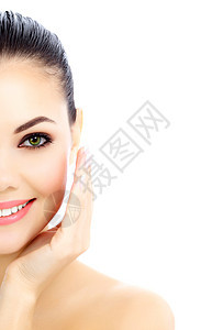 纯洁又清白的皮肤和白底嘴唇女性女孩肤色护理牙齿情感微笑治疗手指图片