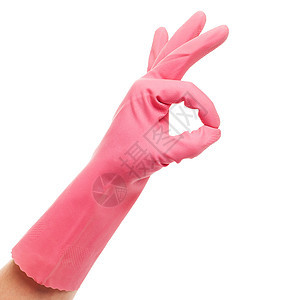手握粉红家用手套工作产品家庭手势预防工具科学风险治疗塑料图片