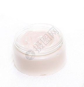 白奶油在玻璃罐子里女性酸奶皮肤鞭打化妆品饮食奶制品卫生面具润肤图片