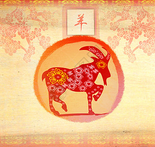 牛年大吉 生肖 牛 金牛山羊2015年地球风格月球叶子装饰文化活力十二生肖红色框架背景