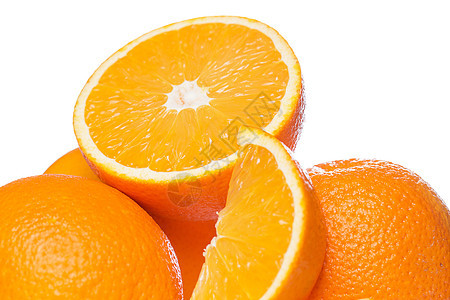切片和整橙子叶子热带饮食水果食物果汁皮肤宏观丝带早餐图片