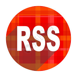 RSS 红平面图标孤立互联网博客全球化播客按钮文档广播渠道贴纸平面图标背景图片