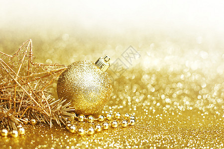 圣诞节装饰星星庆典新年玩具火花金子珠子玻璃花环白色图片