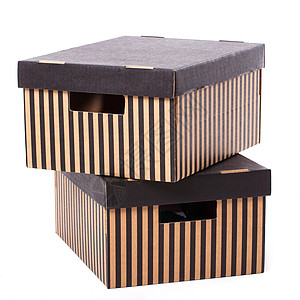 白色背景的带条框桌子线条棕色包装贮存条纹送货运输办公室纸盒图片