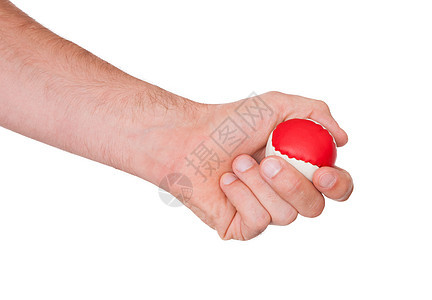 红色和白色球的男性手商业火车手臂紧缩力量挫折泡沫压力焦虑手指图片