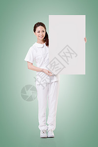 带空白板的护士工作室展示药品操作顾问推介会魅力女性横幅说明图片