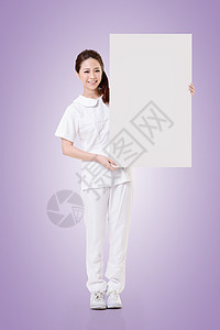 带空白板的护士魅力横幅展示操作保健卡片顾问说明女性广告图片