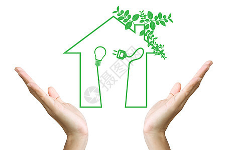 手拿着绿色房屋符号技术地球回收社会插图加号力量资源活力植物图片